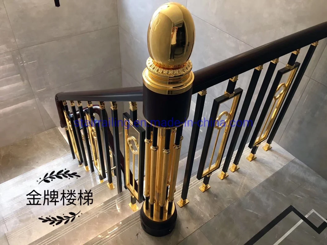 High End Villa Project Indoor Stair or Terrace Modern Design Brass Balustrade