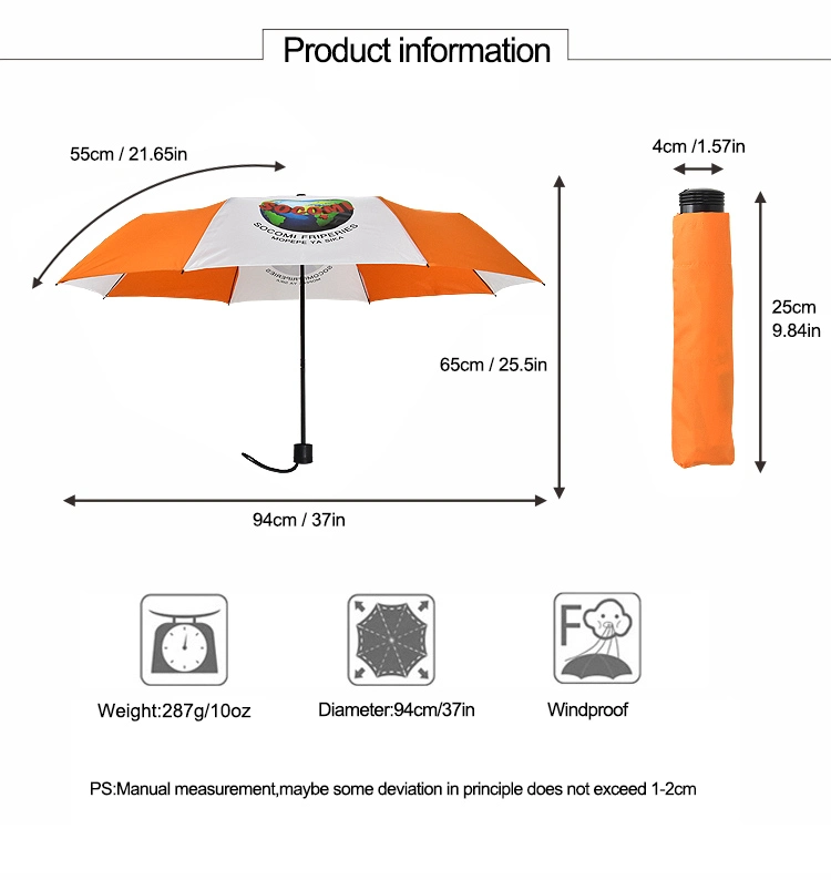 21inch 8K 3fold Manual Open Advertising Folding Umbrella