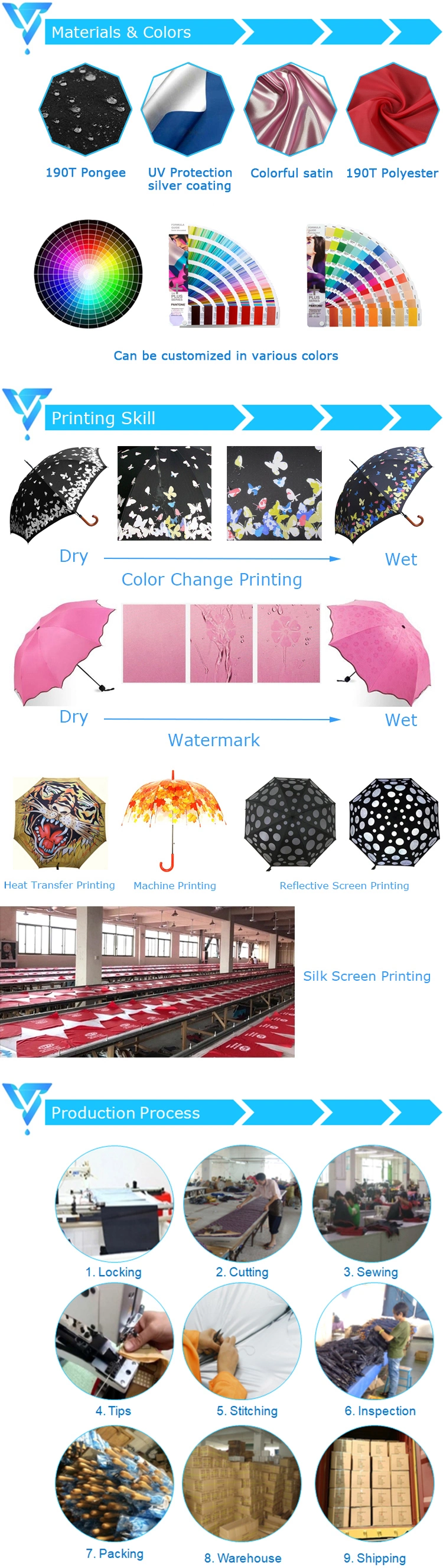 Promotion High Quality 8K Manual Open and Close Parasol Straight Umbrella