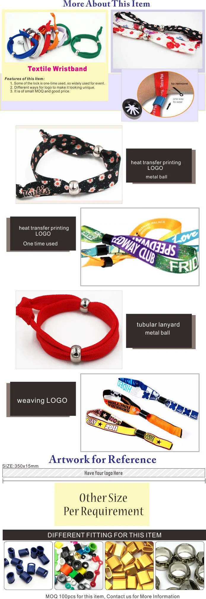 Promotion Fabric Textile Exhibition Event Concert Stopper Festival Wristband (LNS035)