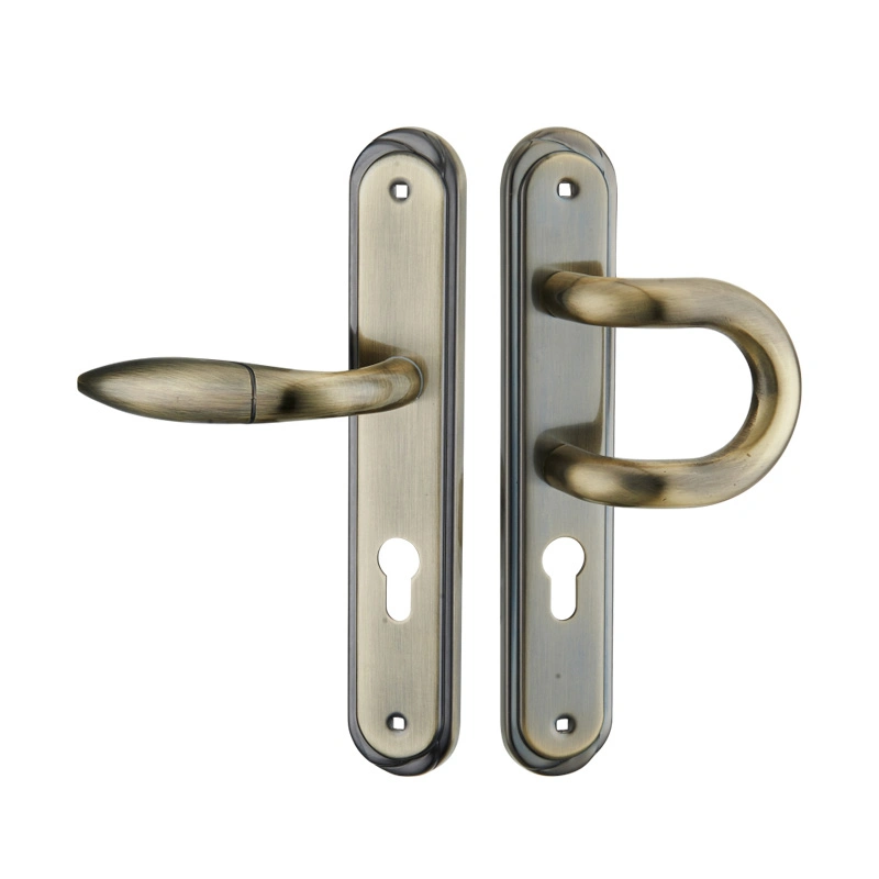 Zinc Alloy Bathroom Swing Door Lock Handle Double Sided Long Plate Type Door Handle