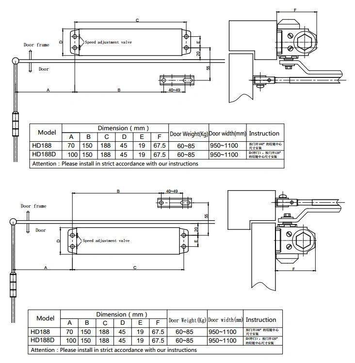 Heavy Duty Fire Rated Ce Standard Door Closer HD 178