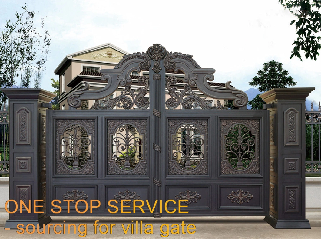 Luxury Outdoor Exterior Use Fancy Entry Security Door Decorative Automatic Wrought Villa Door