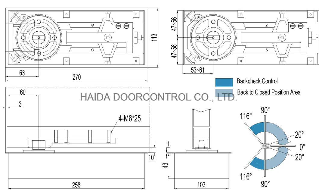 European Standard Embedded Door Closer Glass Door Floor Spring