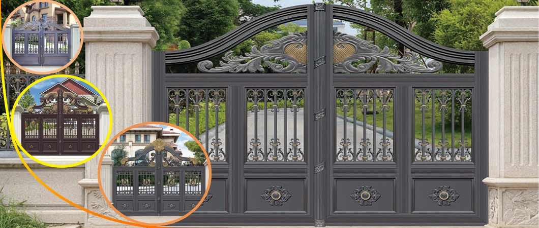 Luxury Outdoor Exterior Use Fancy Entry Security Door Decorative Automatic Wrought Villa Door