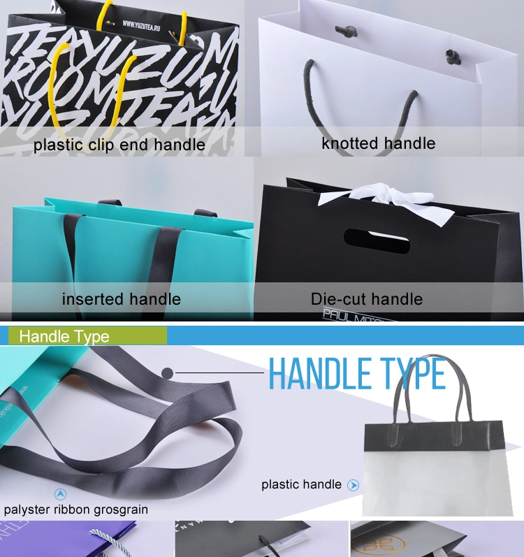 Wholesale Blue Custom Printed Packaging Luxury Gift Tote Carrier Paper Bag with Logo Print for Shopping