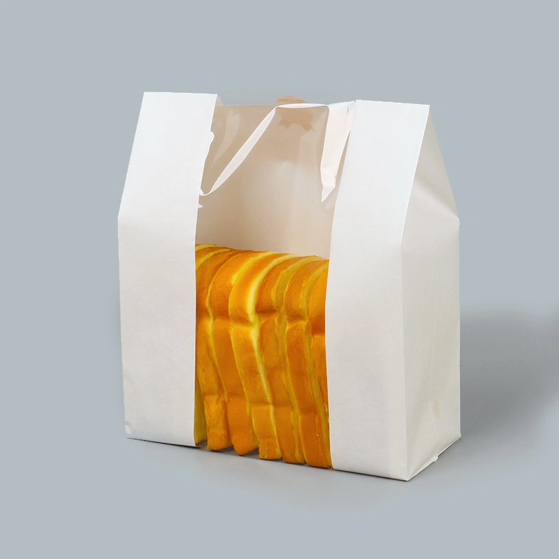 Paper Bread Bags Eco-Friendly Kraft Paper Food Bread Packing Paper Bags with Clear Window