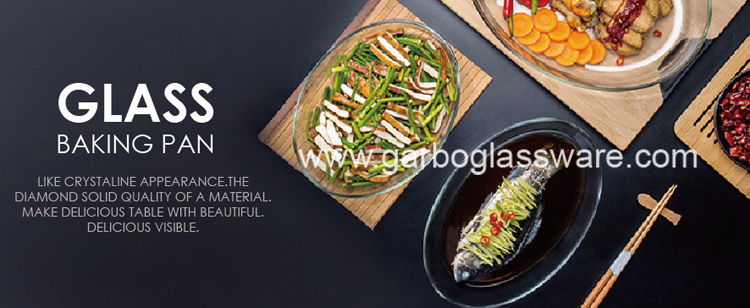 High Borosilicate Glass Oval Shape Tray Round Baking Dish Dinnerware Oven Plate Baking Dish Set (GB13G41350)