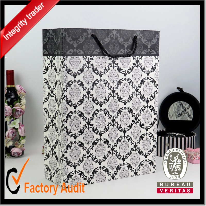 Wholesale Custom Fashion Beautiful Shopping Bag, Black Paper Bags