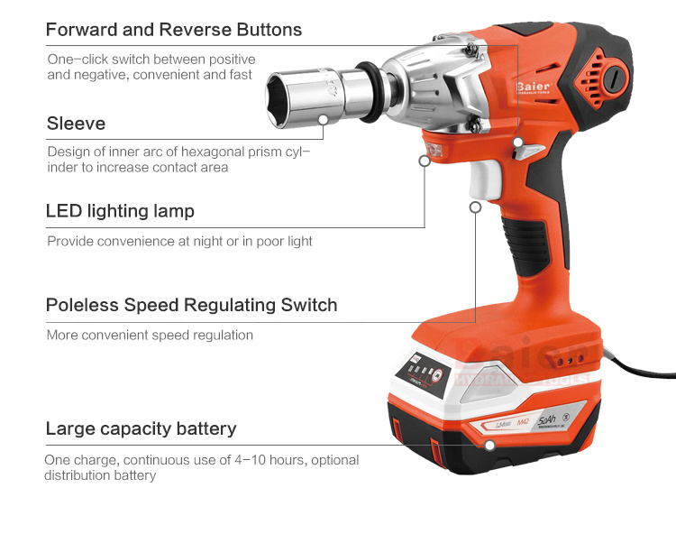 Rechargeable Wrench, Powerful Electric Torque Impact Wrench