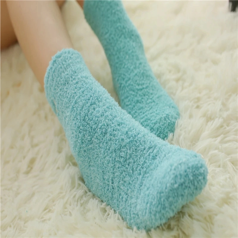 Microfiber Soft Comfortable Stock Women Cute Colorful Sweet Warm Winter Floor Sleeping Fuzzy Socks