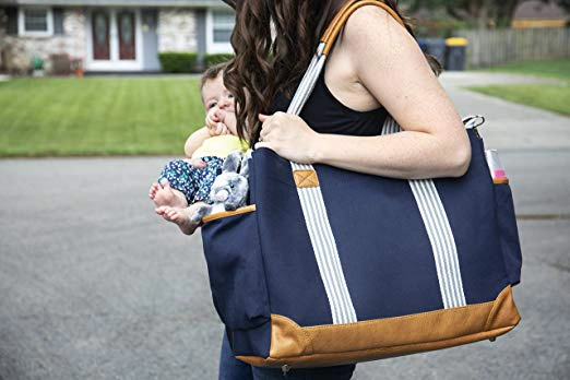 New Arrival Large Capacity Baby Bag Nappy Bag Diaper Tote with Changing Pad & Stroller Straps