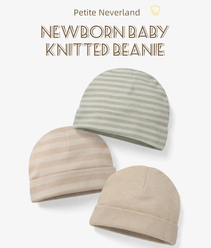 Custom Wholesale Unisex 0-3 Months 100% Organic Cotton Knitted Newborn Baby Beanie Hat