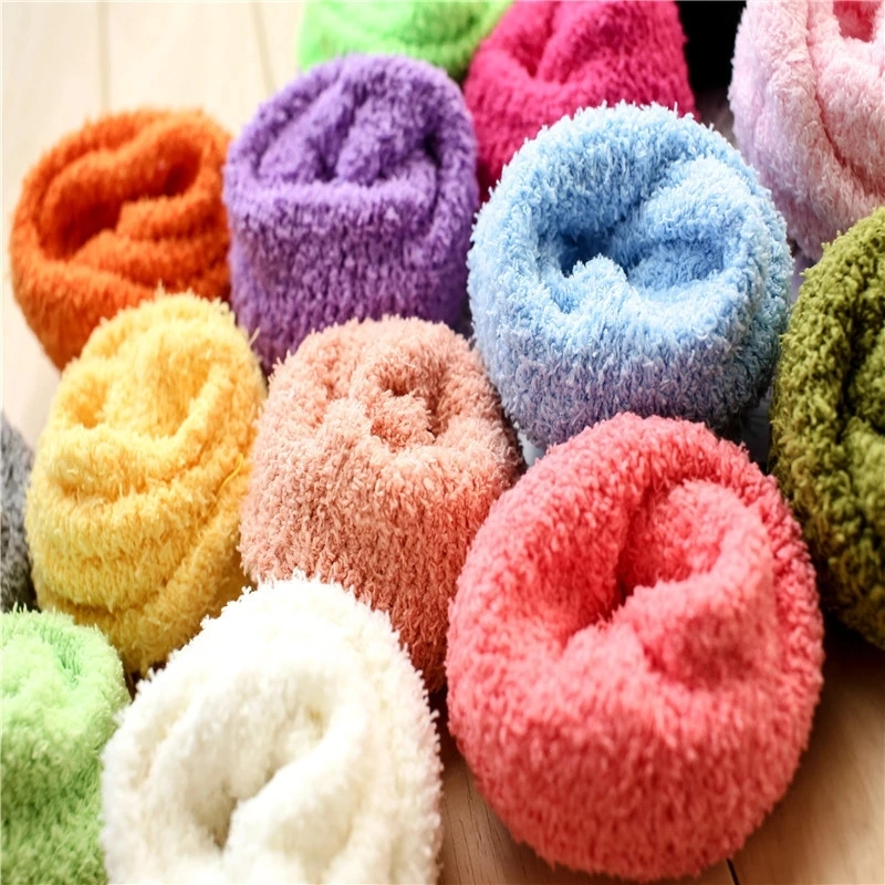 Microfiber Soft Comfortable Stock Women Cute Colorful Sweet Warm Winter Floor Sleeping Fuzzy Socks