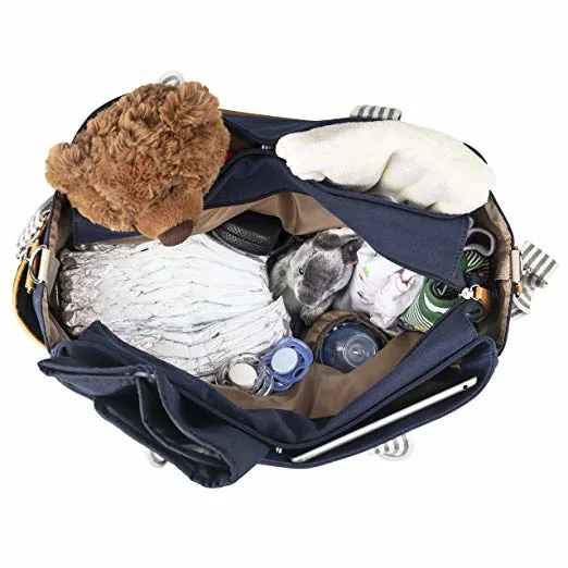 New Arrival Large Capacity Baby Bag Nappy Bag Diaper Tote with Changing Pad & Stroller Straps