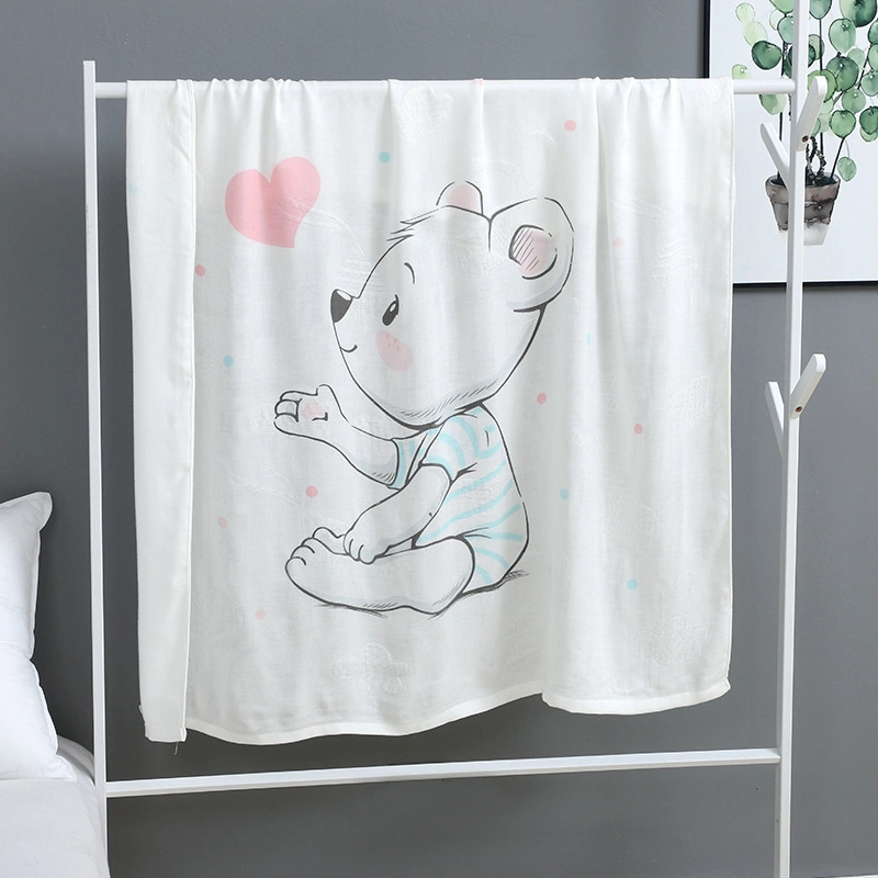 Wholesale Custom Double-Layer Baby White Bamboo Swaddle Blanket