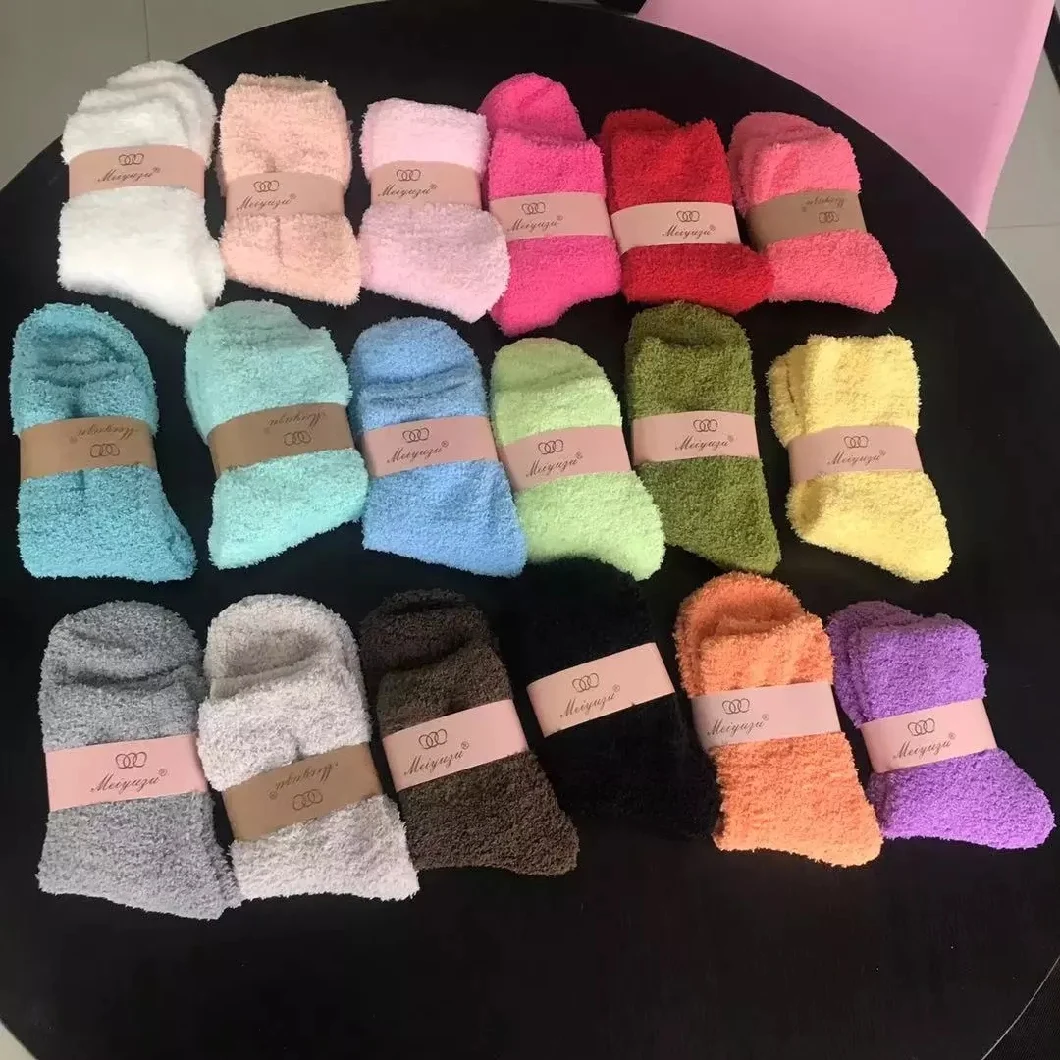 Microfiber Soft Comfortable Stock Women Cute Colorful Sweet Warm Winter Floor Sleeping Fuzzy Socks