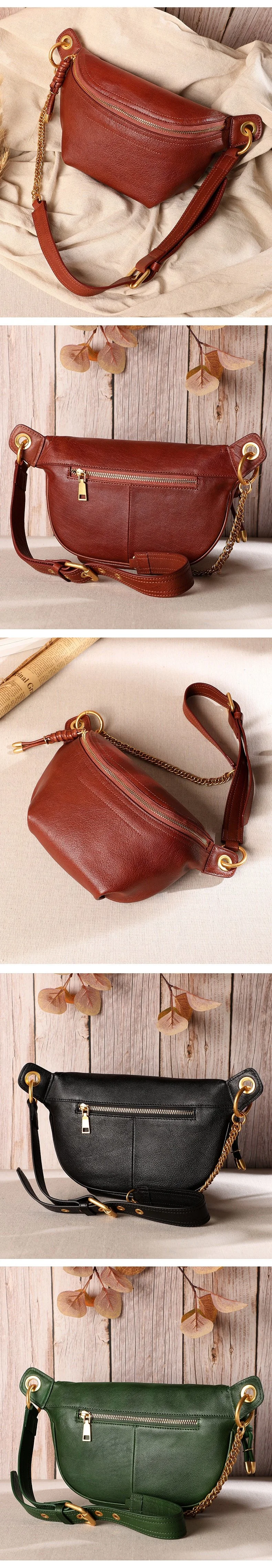 New Genuine Leather Retro Women Fashion Shoulder Handbag Small Leather Bag Shoulder Zip Bag