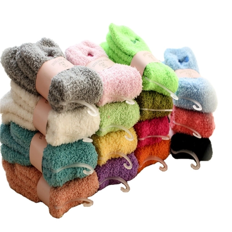 Microfiber Soft Comfortable Stock Women Cute Colorful Sweet Warm Winter Floor Sleeping Fuzzy Socks