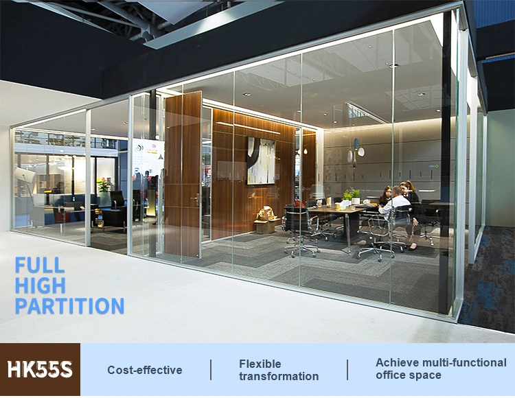 Office Clean Glass Partition Wall Aluminium Frame Soundproof Dismountable Office Glass Partition for Bank
