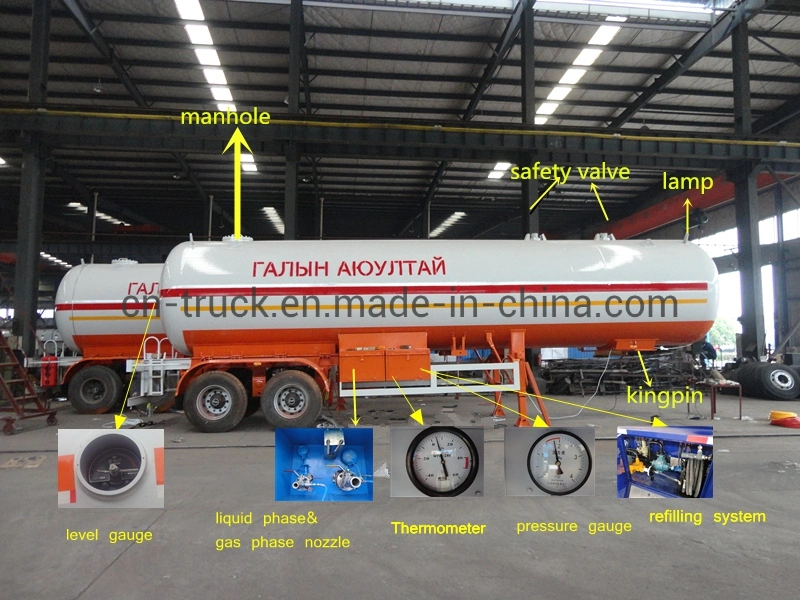 China New 60cu. M 56cu. M 45cu. M LPG Trailer Tank Bob Tail LPG Tanker Trailer