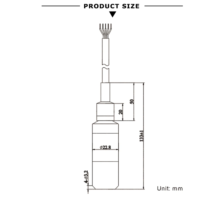 RS485 Gasoline Tank Gasoline Pressure Level Sensor Anti-Corrosion Oil Level Transducer