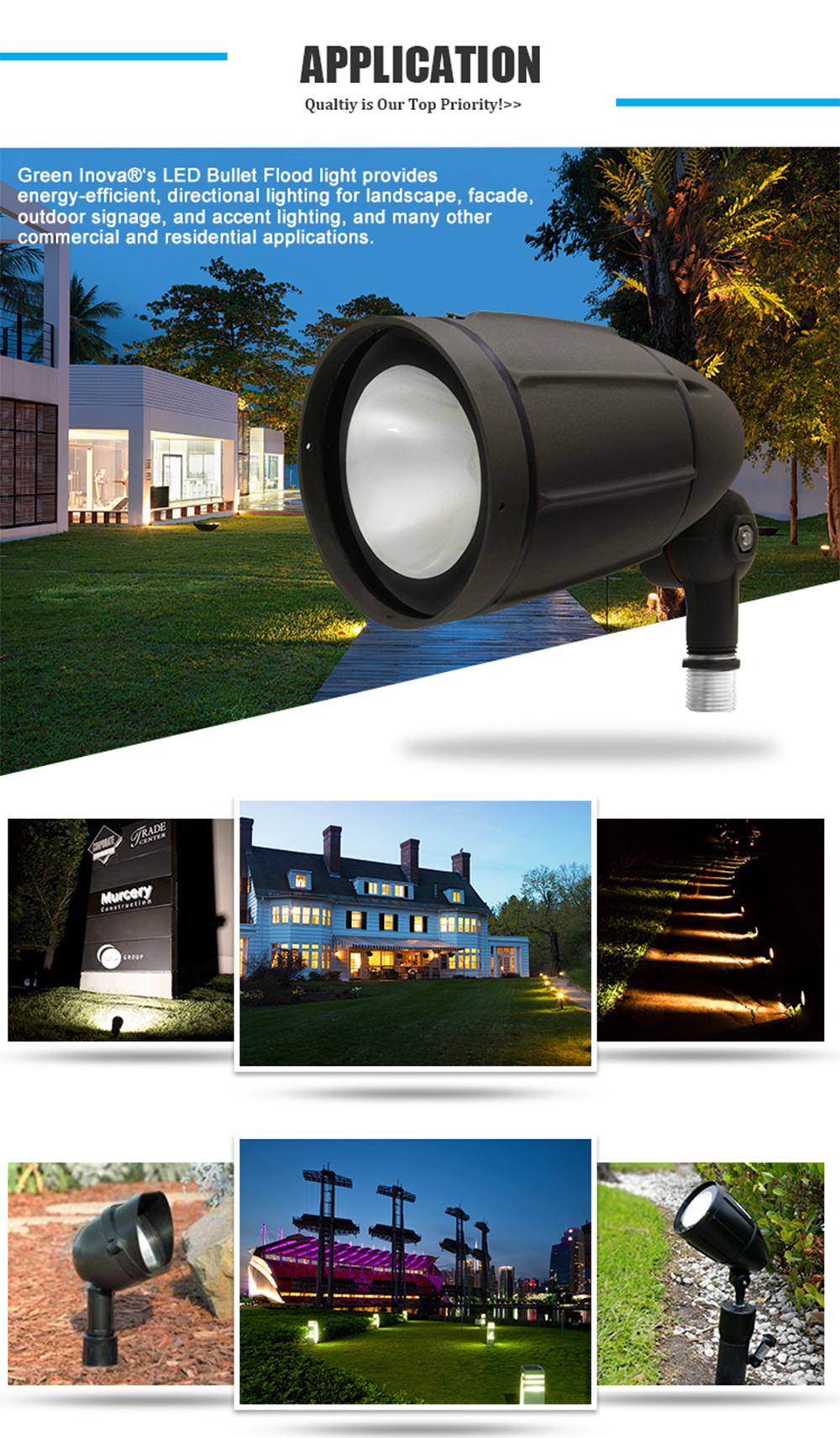 5 Years Warranty External LED Outdoor Spotlight Lighting Bullet Flood Light with UL Ce