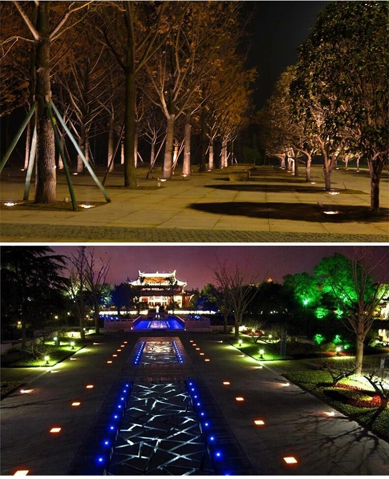 Outdoor Waterproof Round IP68 12W 2000K-6000K RGB Color LED Underground Light for Plaza