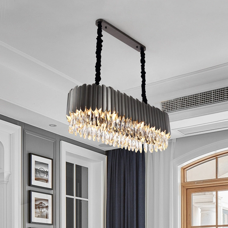 Factory Made Black Round Crystal Chandelier Lighting, 2019 New Rectangular Modern Chandelier for Living Dining Room