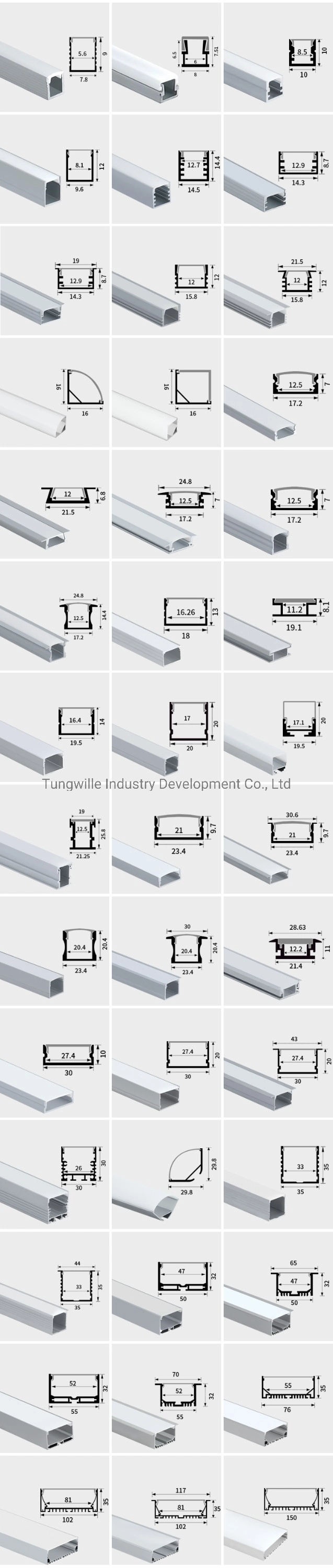 Recessed LED Aluminium Channel Extrusions Milky Diffiuser for Linear Lighting