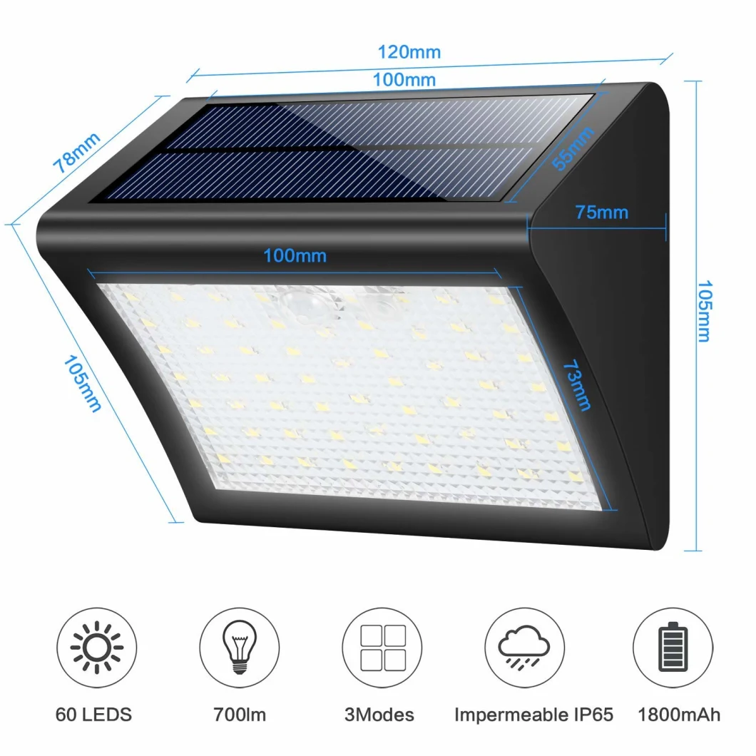 New Upgraded LED Solar Lights Outdoor Mounted Outdoor Wall Light LED Solar Power Garden Lamp