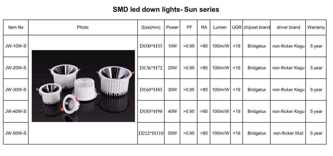 10W/20W/30W/40W/50W Hotel Spot Lighting Recessed Ceiling LED Down Light