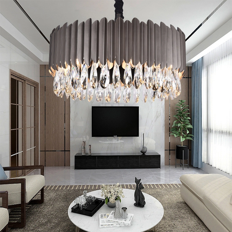 Factory Made Black Round Crystal Chandelier Lighting, 2019 New Rectangular Modern Chandelier for Living Dining Room