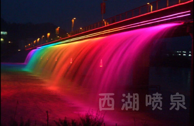 Rainbow Lighting Waterfall Fountain for Large Bridge