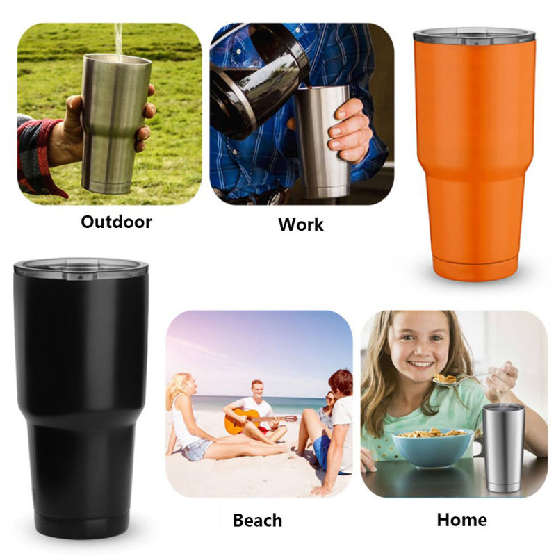 30oz Double Walled Vacuum Insulated Rambler Stainless Steel Tumbler