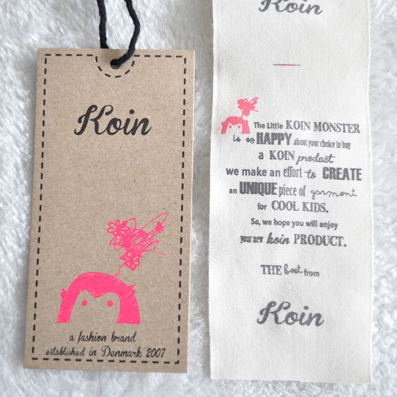 Attached Stain Fabric 2PC Kraft Paper Hangtag for Garment