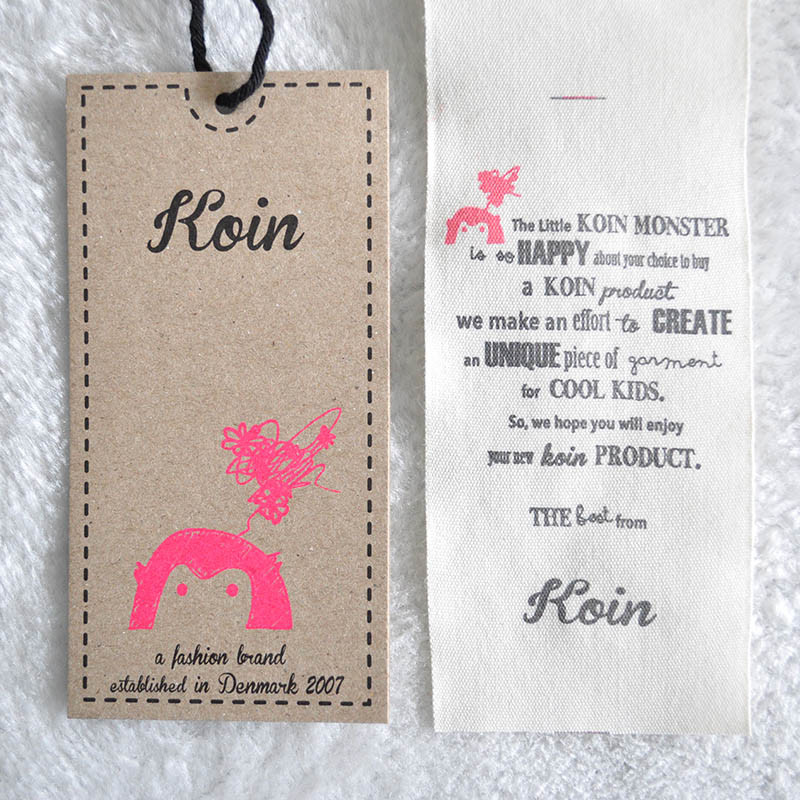 Attached Stain Fabric 2PC Kraft Paper Hangtag for Garment