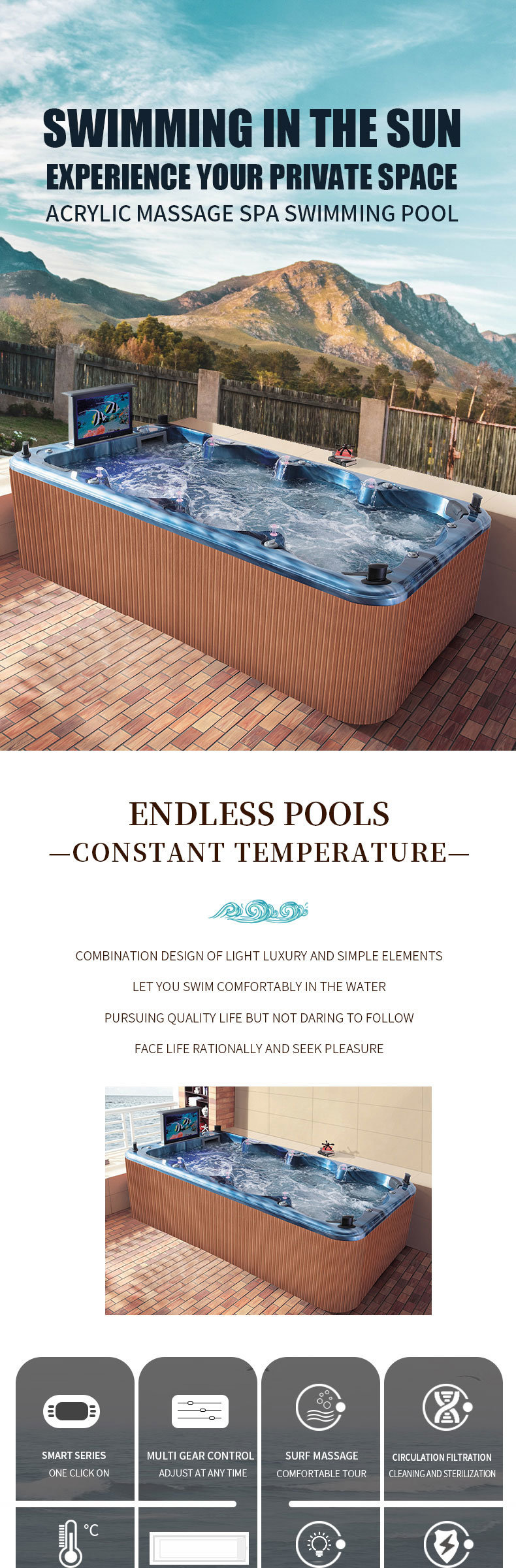 Endless Massage Whirlpool with Factory Flexible Price and Long Warranty