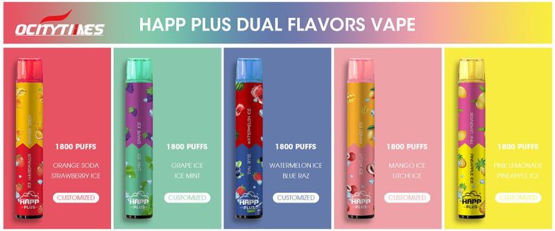 Electronic Cigarette Double Flavors 1800puffs Double 2in 1 Disposable Vape