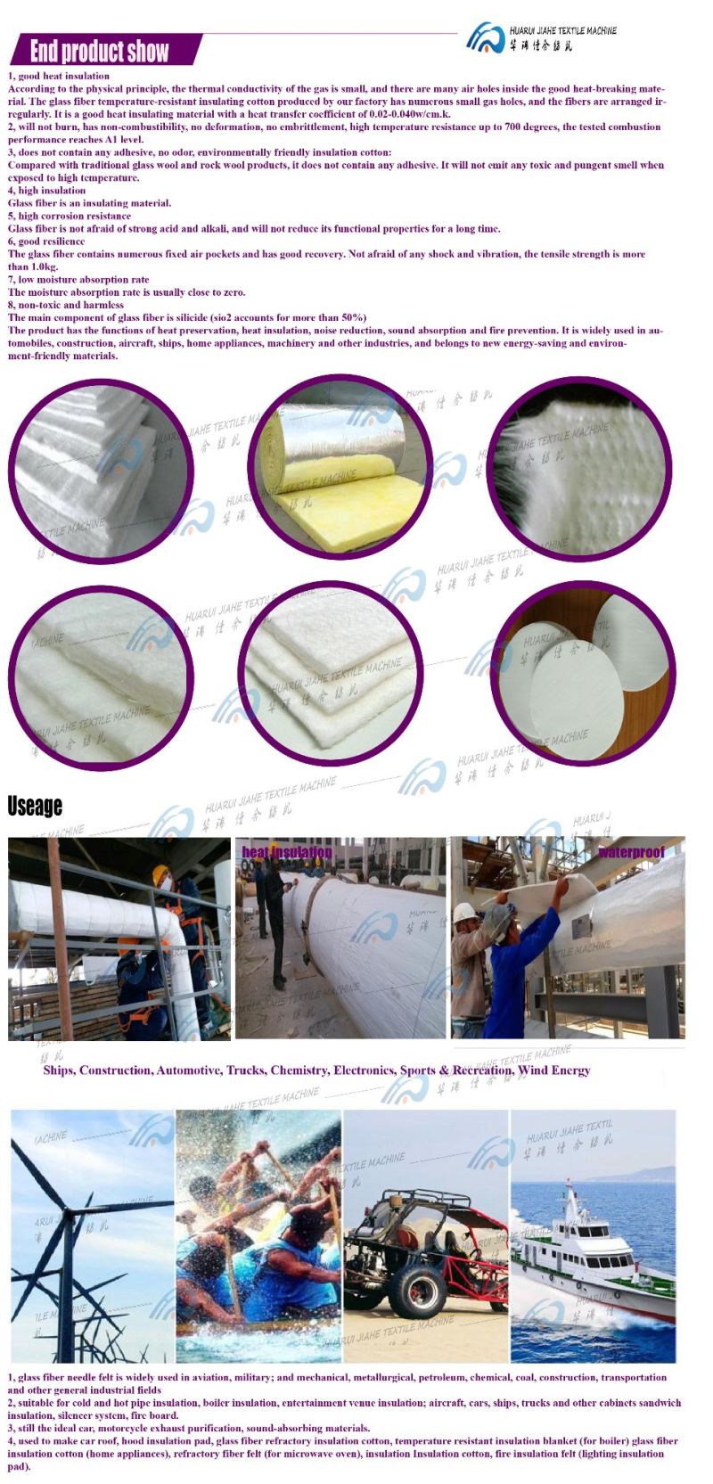 Glass Fiber Thermal Insulation Fabric/ Glass Wool&Outer Jacket Glass Fiber Wool Felt Making Machine in China/ Heat Preservation Cloth Make Machine List