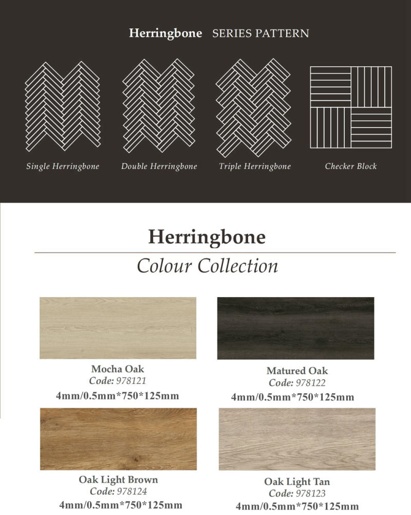 Herringbone PVC Commerical Vinyl Plank Spc Flooring