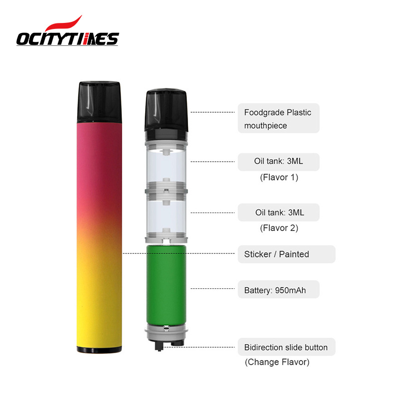 Electronic Cigarette Double Flavors 1800puffs Double 2in 1 Disposable Vape