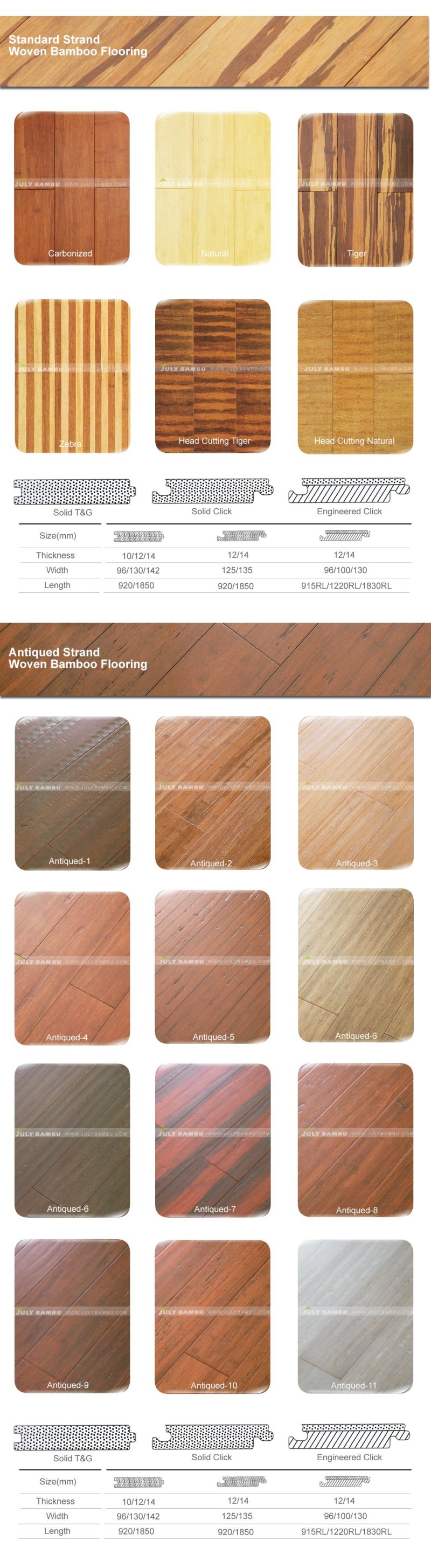 China Factory Natural Strand Woven Bamboo Parquet Click Engineered Bamboo Flooring