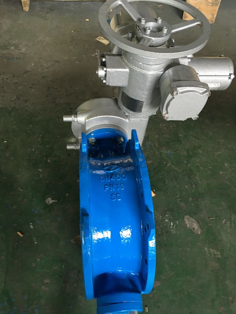 Ductile Iron Butterfly Valve Pn16 Dn150-Dn1800 Double Flange Double Eccentric Soft Sealed En593