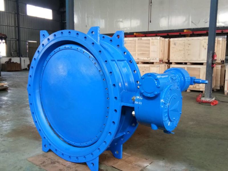 Ductile Iron Butterfly Valve Pn16 Dn150-Dn1800 Double Flange Double Eccentric Soft Sealed En593