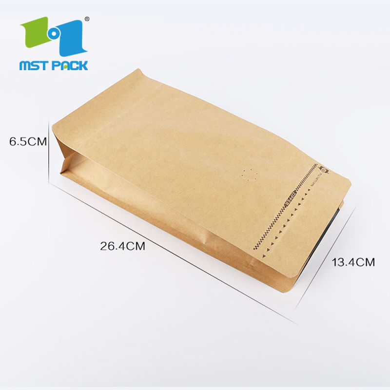 Kraft Paper Flat Bottom Bag for Coffee