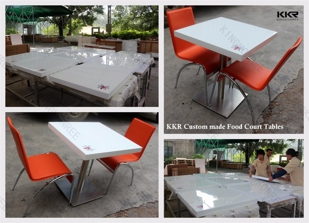 2 Person Round Solid Surface Fast Food Dining Table (KKR-200207-2)