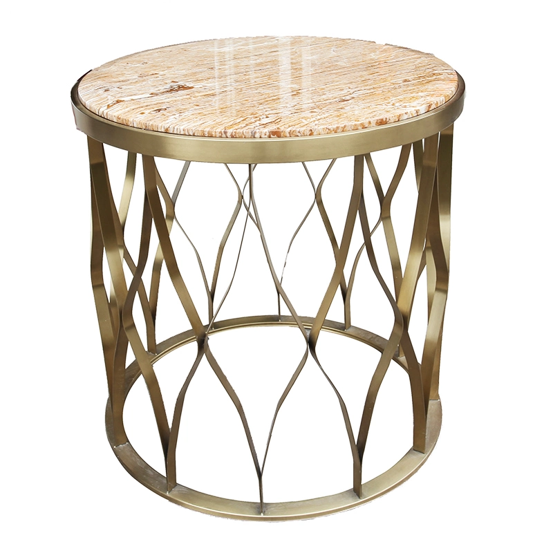 Round Stainless Steel Coffee Table Metal Home Furniture Side Table