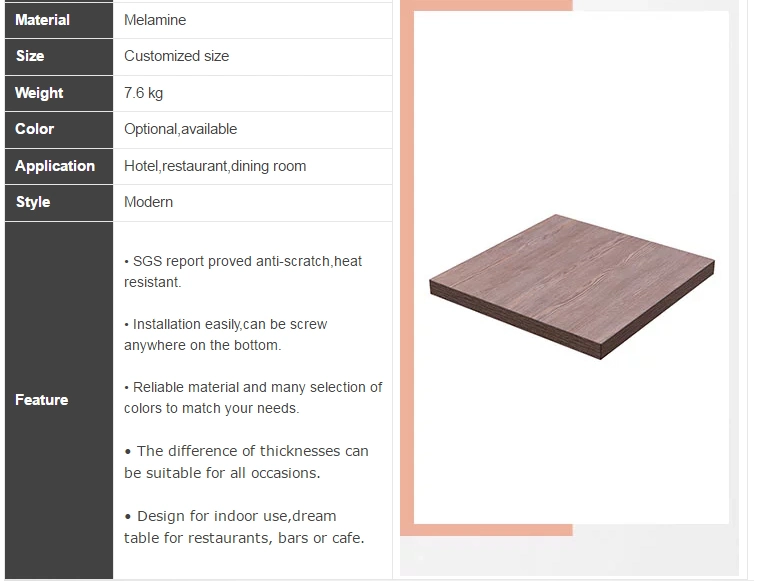 50mm Thickness Square Melamine MDF or Chipboard Board for Table Top or Side Panel