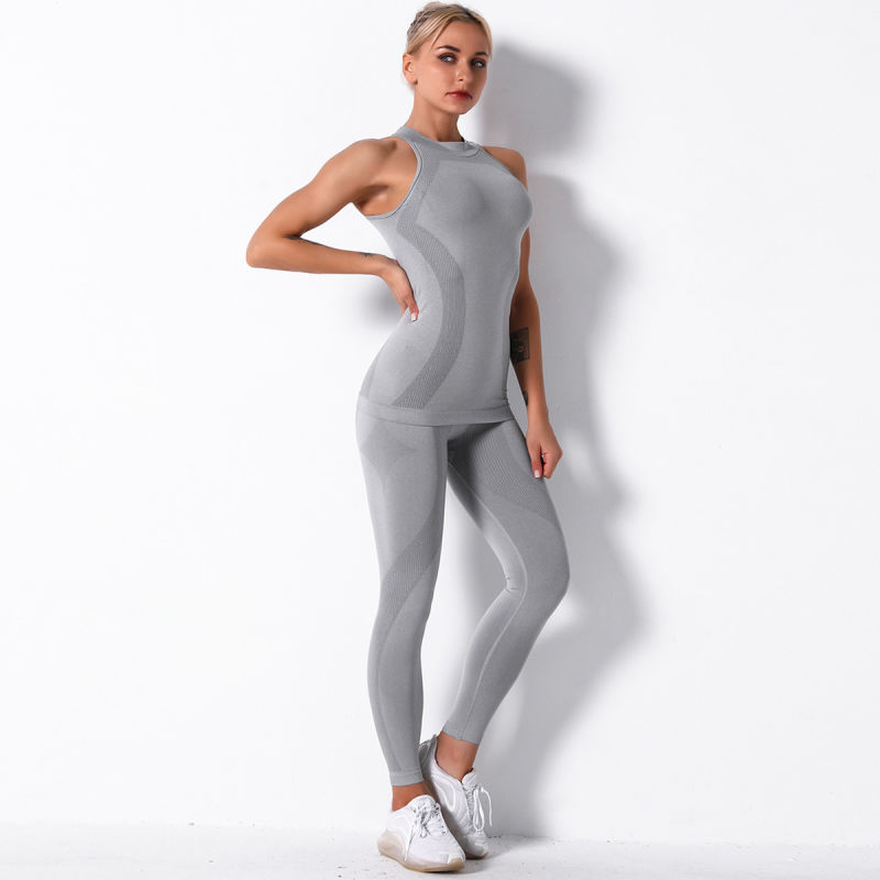 Yoga Suit Seamless Yoga Exercise Suit Exercise 2-Piece Running Gym Suit